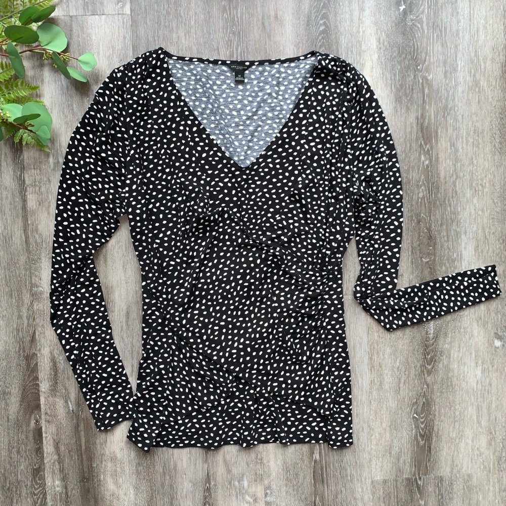 Ann Taylor Long-Sleeved V-Neck Wrap Blouse